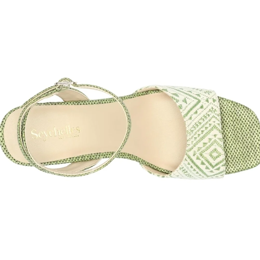 Seychelles Green Textured Sandals with Ankle Strap